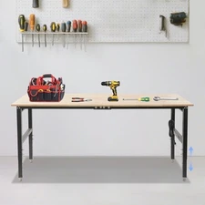 Height Adjustable Workbench, Workbench with Power Outlets, Heavy-Duty Work Table