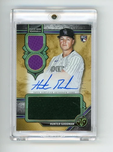 Hunter Goodman 2024 Topps Triple Threads autograph triple relic RC #'d 11/35
