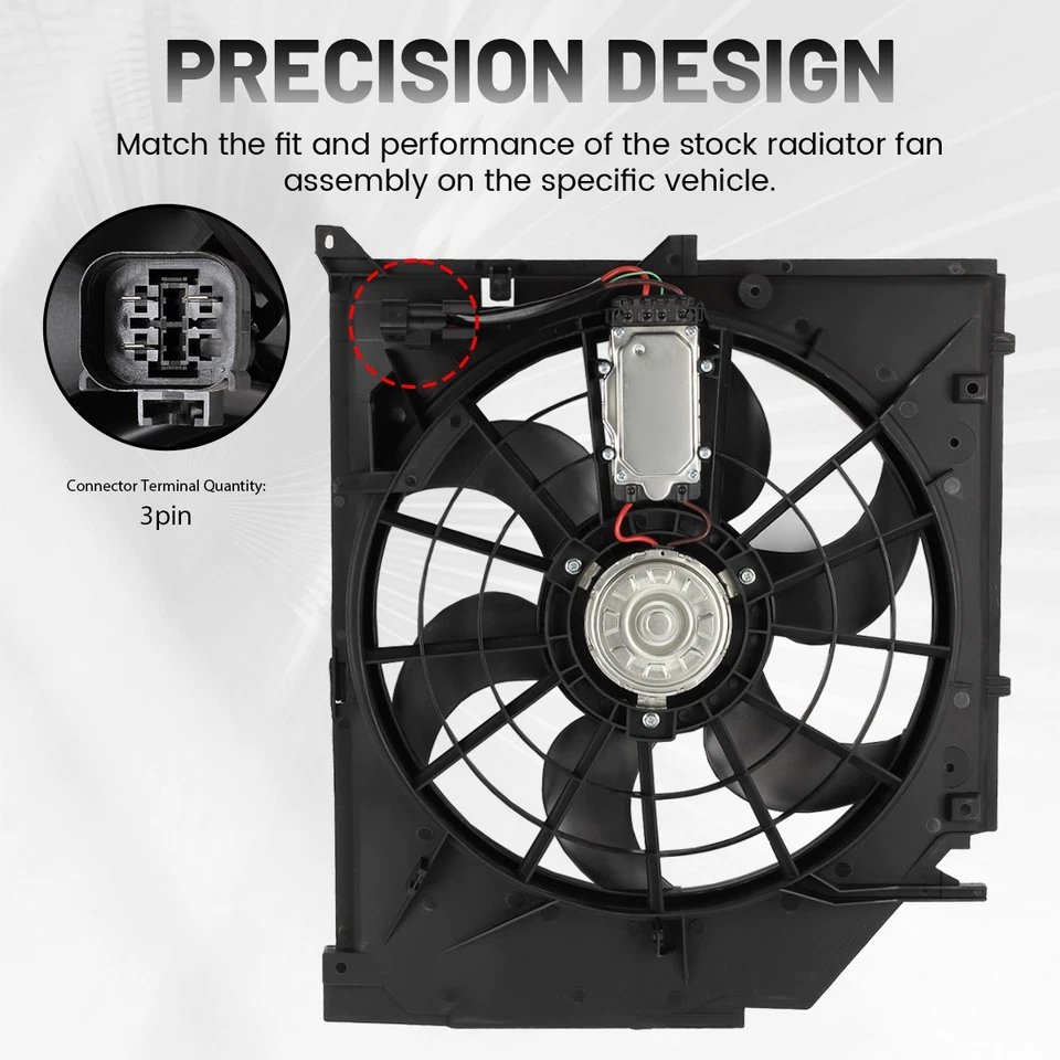 Conjunto de ventilador de refrigeración del radiador para BMW 320i 325i 325Ci 325xi 330i 330xi 2001-2005 Foto 2 de 4