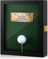 Wall-Mounted Golf Ball Display Case with Plaque for Hole in One Memorabilia