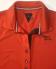 NEW Pikeur Polo Shirt Womens 40 S M Orange Brown Embroidered Equestrian Riding