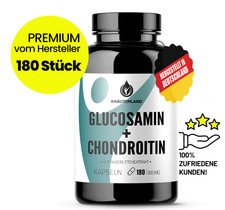 KRÄUTERLAND Glucosamin - Chondroitin mit Vitamin C 180 Kapseln, hochdosiert