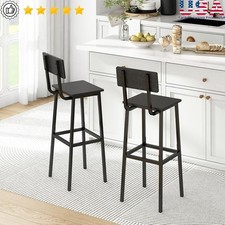 Set of 2 Counter Height Bar Stools Tall Bar Chairs with Backrest and Footrest