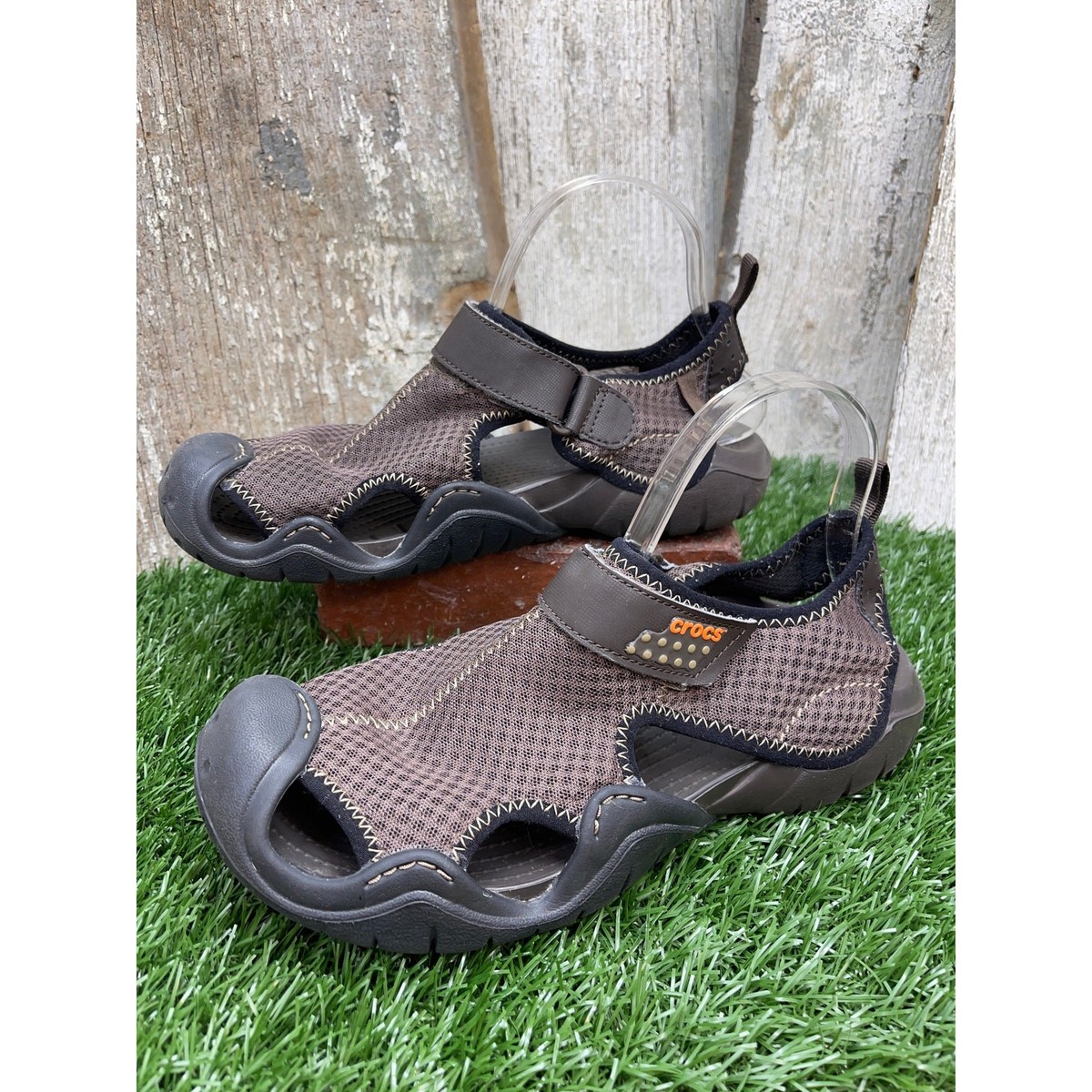 Crocs Swiftwater Mesh Sandals Water Shoes Comfort Brown Mens 8 CROCS SwiftWater Dark Brown Mesh Sandals/Water Shoes. Men main image 2
