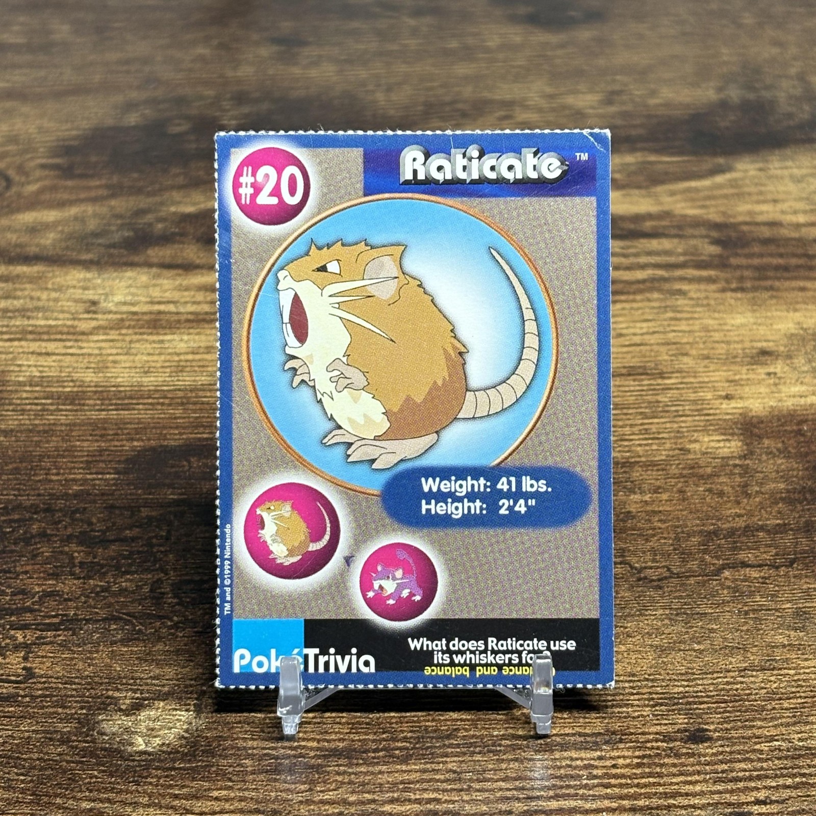 1999 Burger King Pokemon #20 Raticate Perforated edges