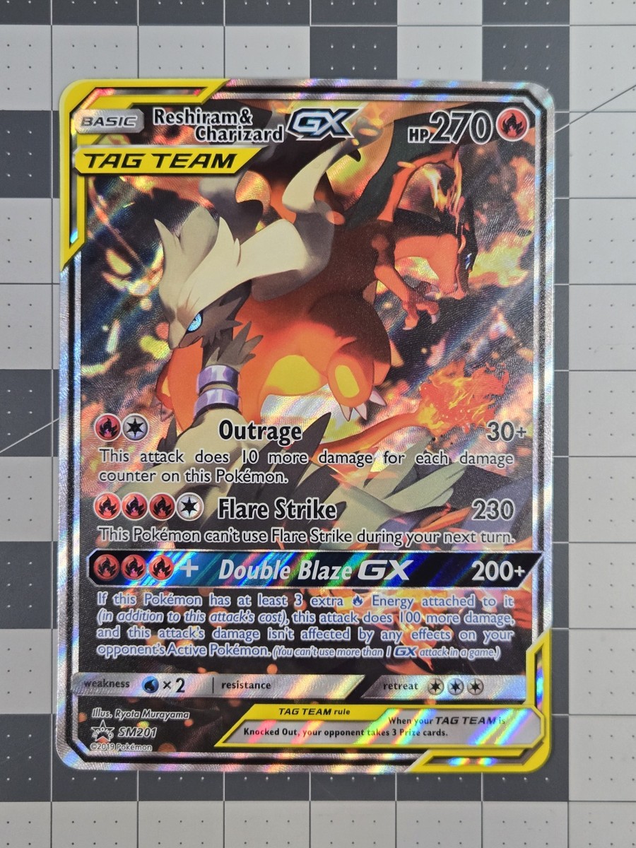 雅*月様 ポケモンカード 2019 RESHRM. & CHARZRD.GX # Reshiram & Charizard GX SM201 Sun & Moon Tag Team Black Star Promo