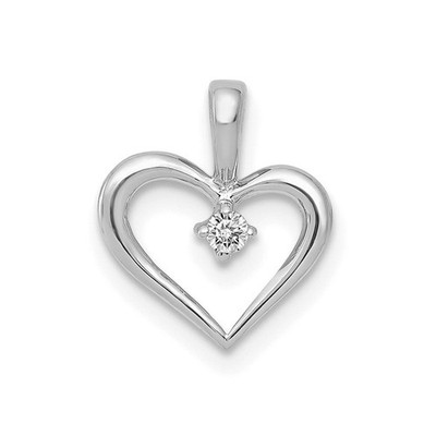 10K Weißgold AA 0,02ctw Diamant Herz Anhänger