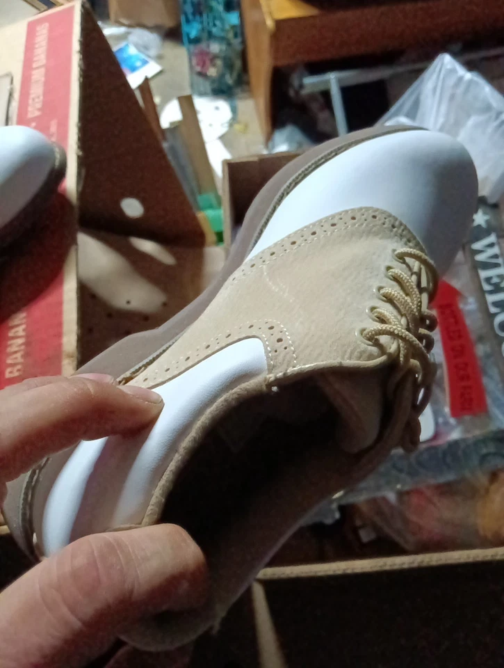 Zapatos de golf para mujer Etonic Lites talla 6,5 blanco tostado silla de montar Foto 3 de 4