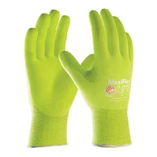 Pip 34-874Fy/Xl Hi-Vis Coated Gloves, Foam Nitrile, Foam, Palm, 3 Abrasion