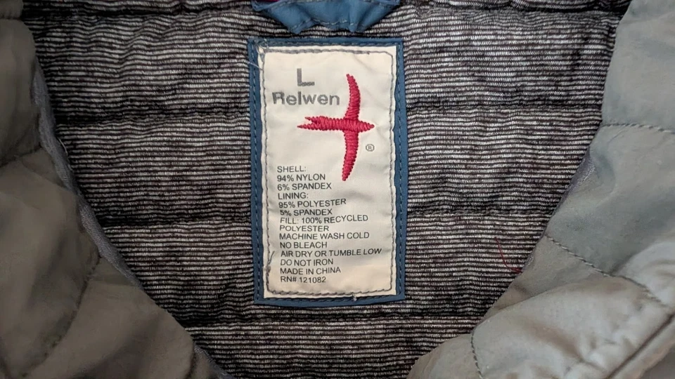 Relwen Windzip Vest Large Dark Green Gray Huckberry Outdoor Zip Snap Insulated - Image 2 of 4