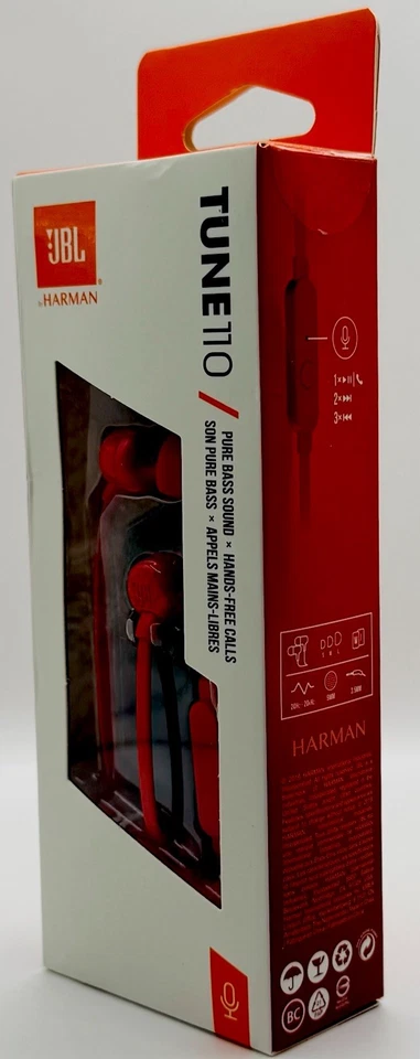 Auriculares internos JBL TUNE 110 - REDAM (JBLT110R) Foto 2 de 4