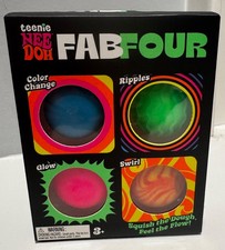 Needoh Teenie Fab Four 4-pack Nee Doh Set Of 4 - Color Change Ripples Glow Swirl