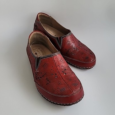 L'Artiste Spring Step Libora Shoes Womens Size 37 Red Leather Slip On Loafers