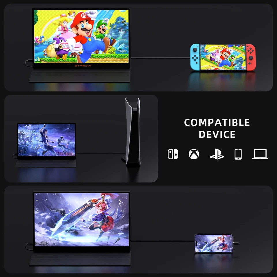 2.5K 165Hz 17.3" Portable Monitor Gaming Screen 2*USB C HDMI For Xbox PS 4/5 New - Image 4 of 4