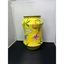 Biscotti Jar canister Decorative Vase Floral Ceramic Yellow Kitchen Decor