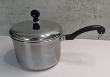 Vintage Farberware 3 Quart Stainless Steel Aluminum Bottom Saucepan & Lid USA
