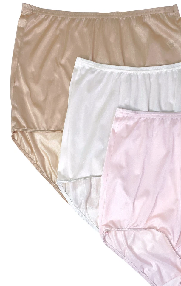 Paquete de 3 bragas para mujer Shadowline rosa marfil nude nailon calzoncillos completos ropa interior Foto 2 de 4