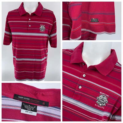 Whistling Straits Nike Tiger Woods Golf Polo Shirt L Men Red Cotton YGI P4-118