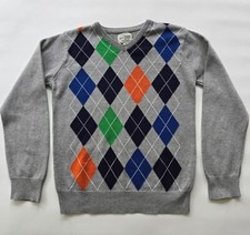 Childrens Place Boys Sweater Size Medium 7-8 Gray Argyle V-neck