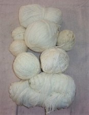 Small Project Lot of 8 Yarn Balls/Parts Whites/Beiges, Mixed Brands, Weights