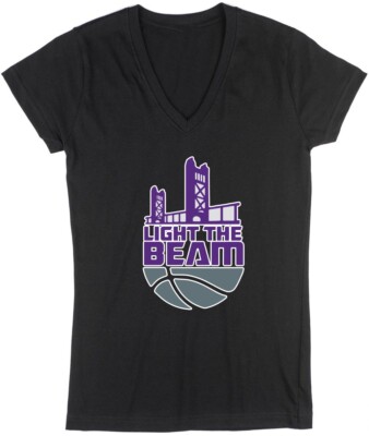 Ladies V-NECK Sacramento Kings Light The Beam Shirt