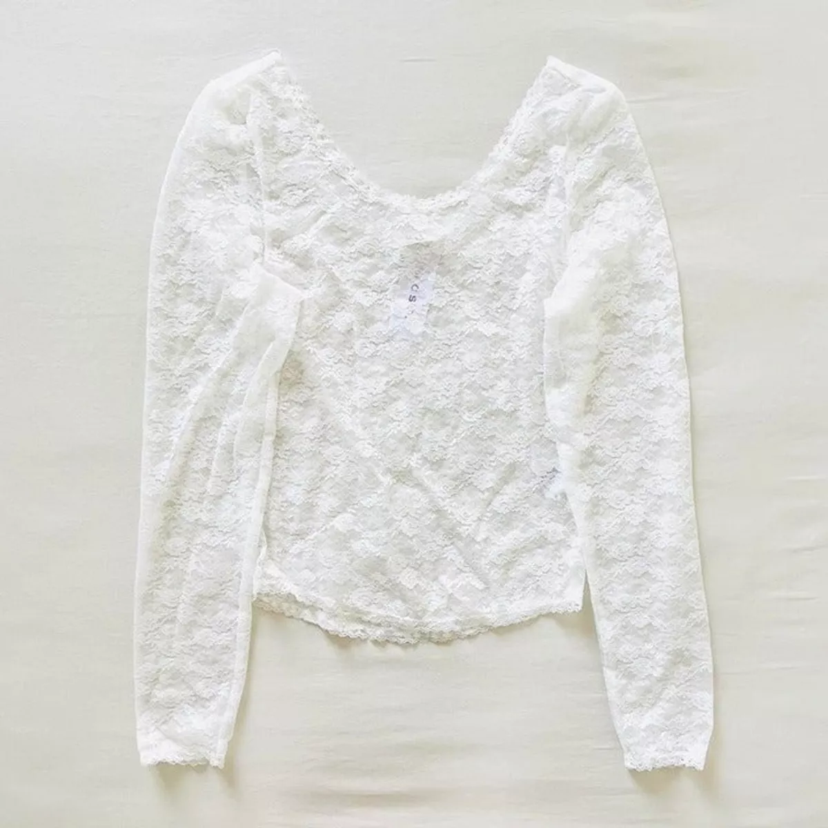 BNWT Brandy Melville/John Galt White Lace Long Sleeve T-shirt ♡ 18.5 x 14