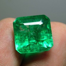 10 Ct Colombian Natural Green Emerald Asscher Cut GIE Certified Loose Gemstone