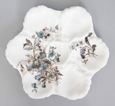Antique 19th Century French Limoges Porcelain Floral Oyster Plate