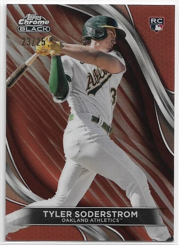 2024 Topps Chrome Black Tyler Soderstrom #80 Rookie Orange Refractor #'d /25 A's