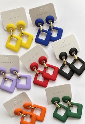 Modische bunte elegante Ohrstecker 60er Jahre Stil quadratisch Acryl Ohrringe