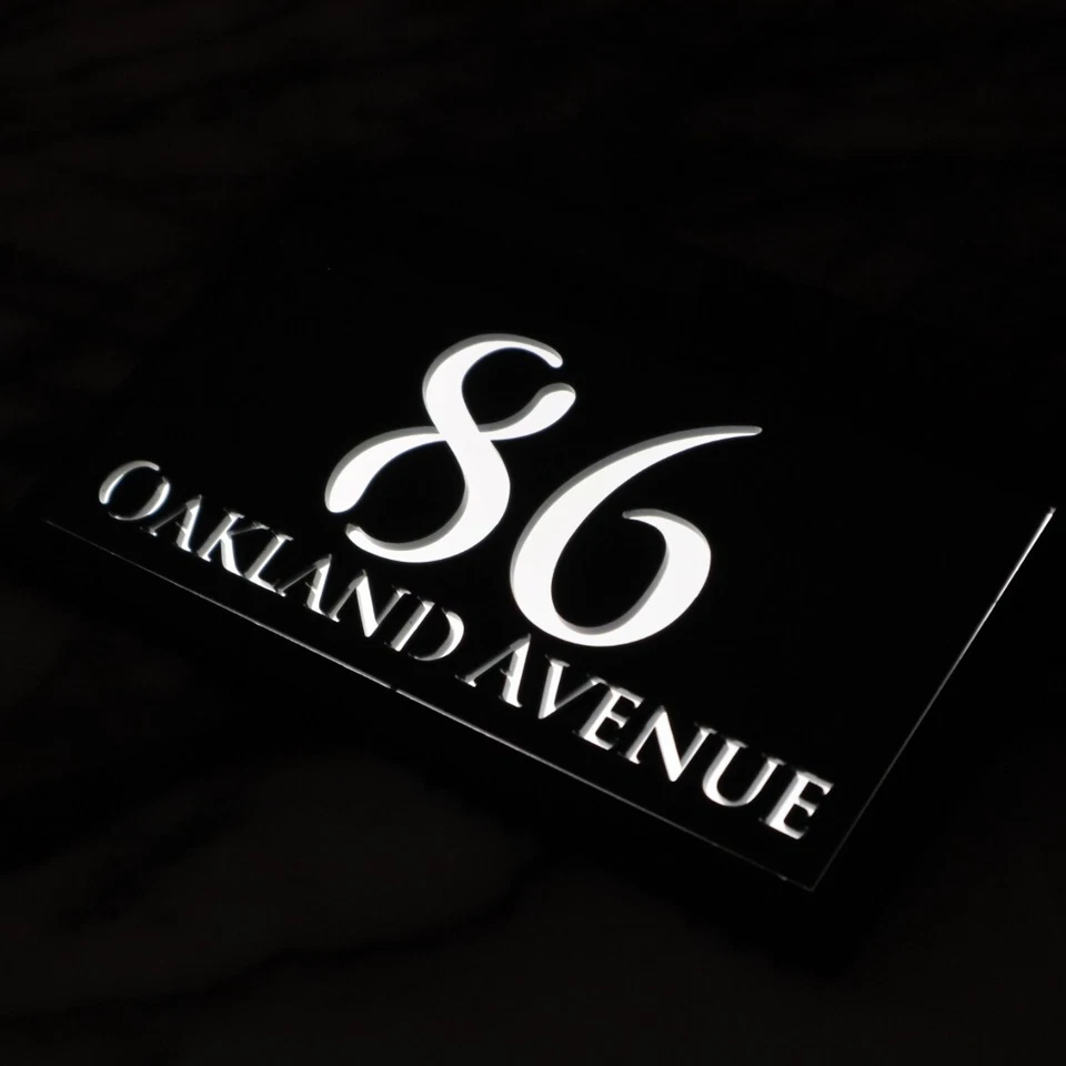 House Number Plaques Personalised House Signs LED Solar Light Door Wall Numbers - Image 4 of 4