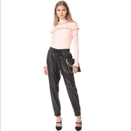 Rebecca Taylor Black Faux Leather Joggers. Size 2. | eBay