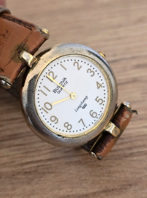 Bulova Quartz Longchamp - Elegant und flach - Batterie neu Werk läuft Gebraucht