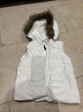 Gap Kids Girls Gilet With Zip Off Hood. White - Used But In Good Y
