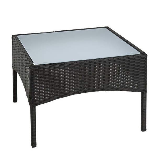 Polyrattan Beistelltisch Rattan Tisch Gartentisch Balkontisch Garten MöBel Glas-image