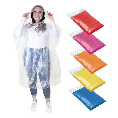 4 x Klar Erwachsene Notfall Wasserdicht Regen Poncho Kapuze Musik Konzert Festival