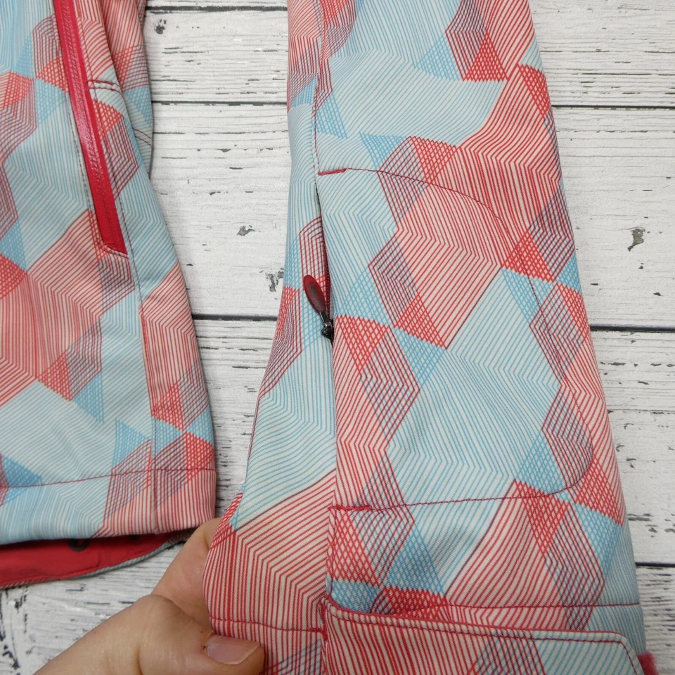 Salomon Ski Jacket Womens S Blue Red Softshell Geometric Full Zip Fleece Lined - Image 3 of 4