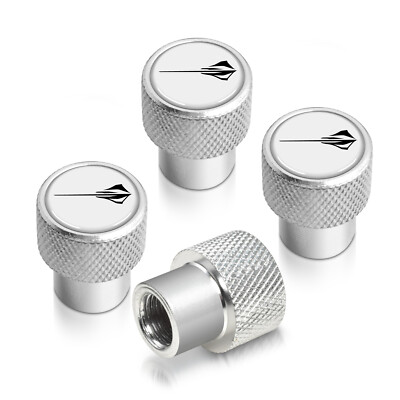 Chevy Corvette C8 Stingray Logo White on Silver Aluminum Tire Valve Stem Caps