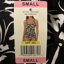 Women  s Hurley Full Coverage One Piece Swimsuit UPF 50 Size Small Ink Fresco