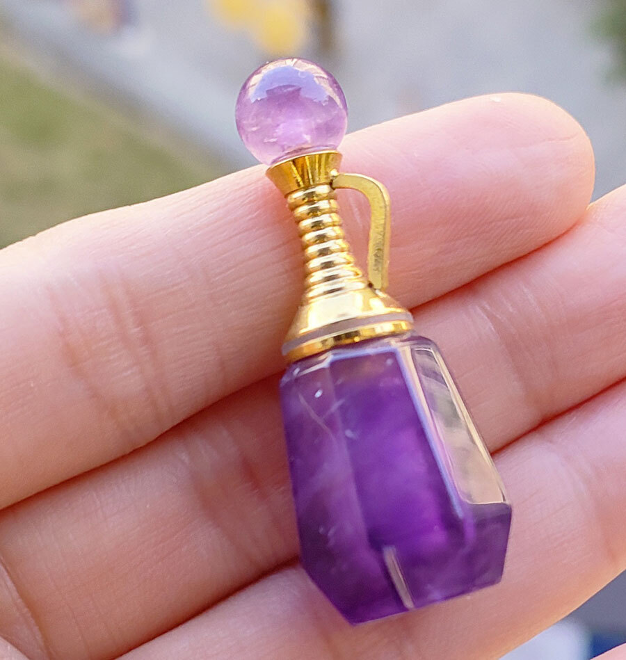 5pcs Natural Amethyst Gems Perfume bottle Pendants Chakra Healing Amulet
