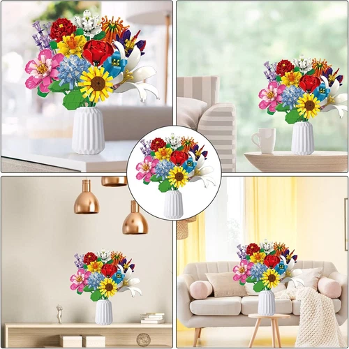 1064 Tlg. Blumen Bausteine Set Blumenstrauß Bauklötze Bauspielzeug für Erwachsen - Bild 11 von 12