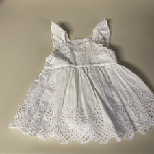 Baby Gap Dress Youth Girl 3-6M White Solid Embroidered Eyelet