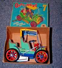 VINTAGE MODERN TOYS OLD TIMERS LEVER ACTION MOTOR CAR 7 W BOX Looks WORKS GREAT