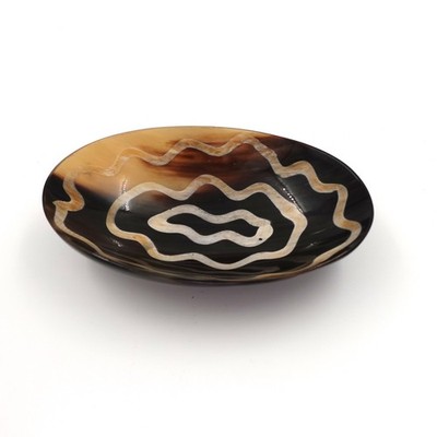 Water Buffalo Horn Trinket Dish Rustic Country Farmhouse Animal Decor 6x4''