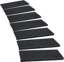 PURE ERA Bullnose Carpet Stair Treads Set Tape Free Non-Slip Indoor Stair Protec