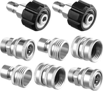 #ad #ad Pressure Washer Adapter Set Stainless Steel Quick Disconnect Kit M22 14 Mm Qui $52.10