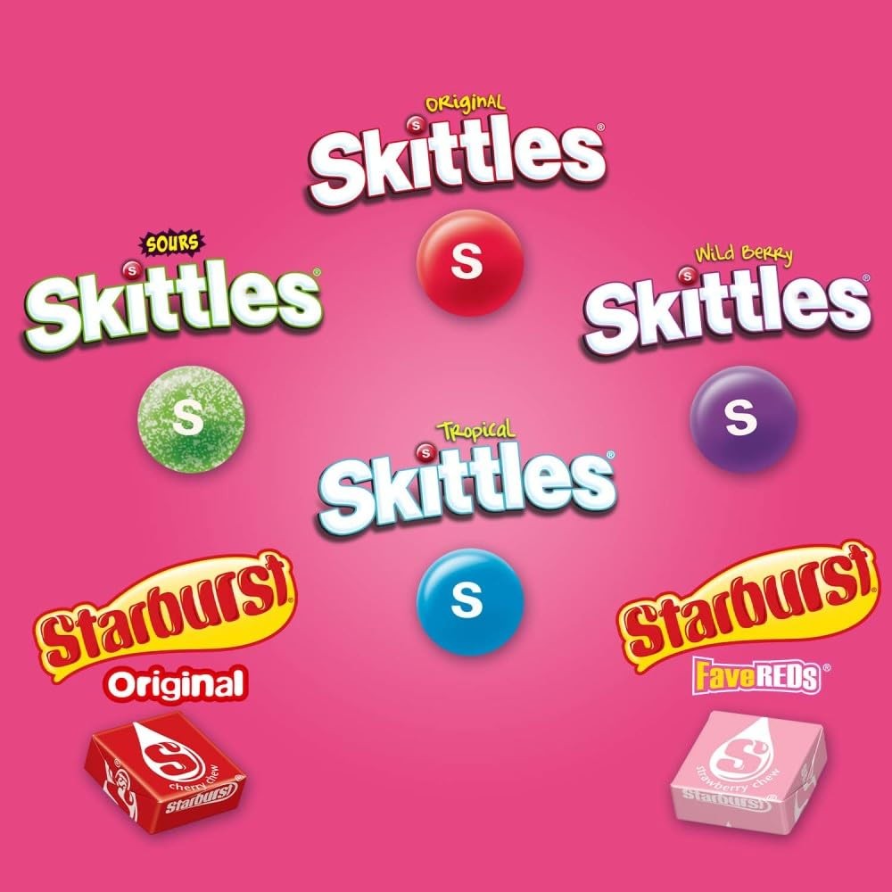 SKITTLES & STARBURST Assorted Candy Variety Pack (30 Count) Bulk Box