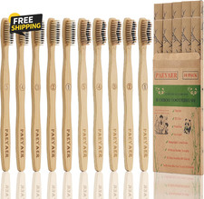10 Count Bamboo Toothbrush Soft Medium Charcoal Toothbrushes