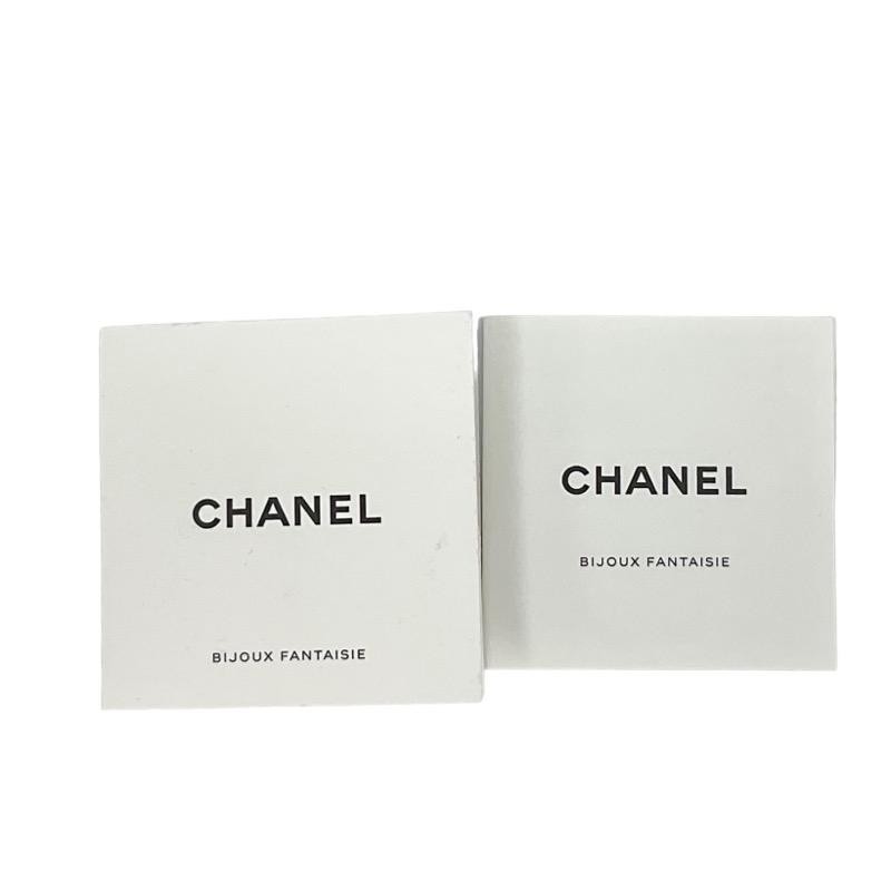 CHANEL Clear BLue Rhinestone CC Logo Studs Pearl Chain Dangle Gold Plated B19P thumbnail 8