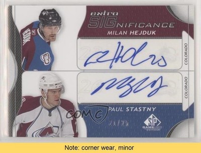 2008 SP Game Used Edition 21/25 Milan Hejduk Paul Stastny #XSG-MP Auto READ 0m0